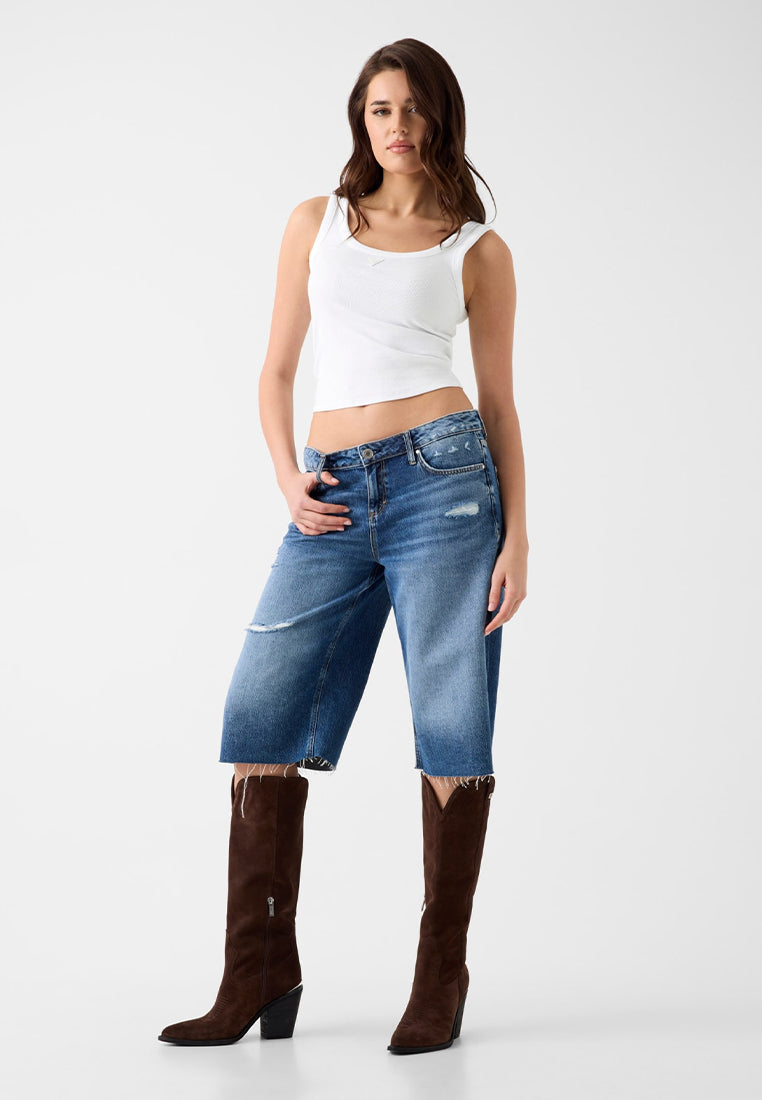 Guess Sleeveless Triangle Patch Rib Tank