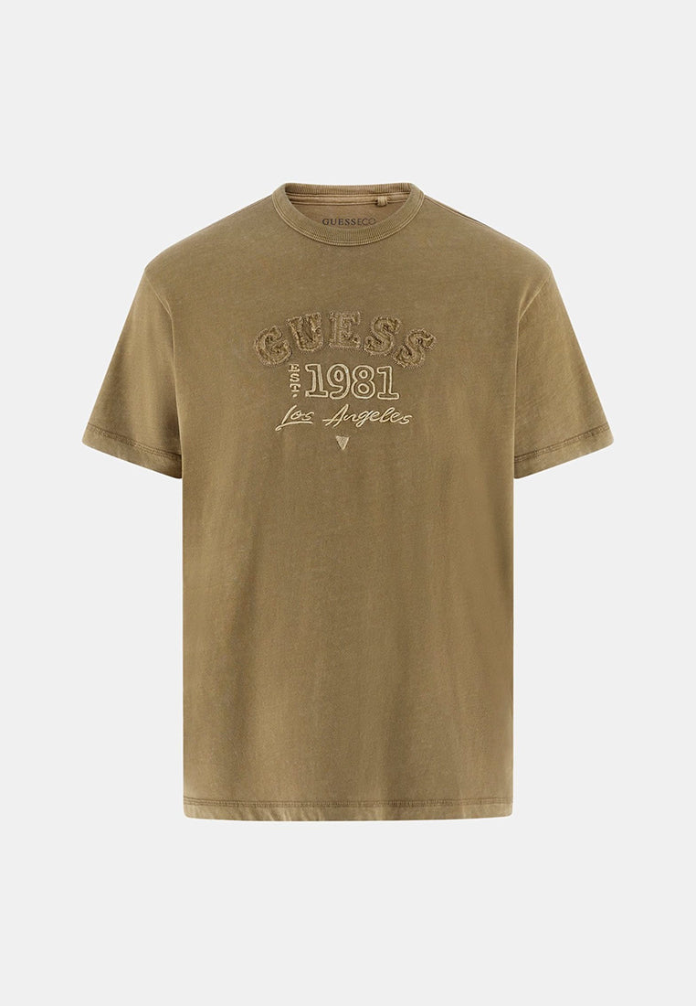 Short Sleeves Crew Neck Treated Embro Tee