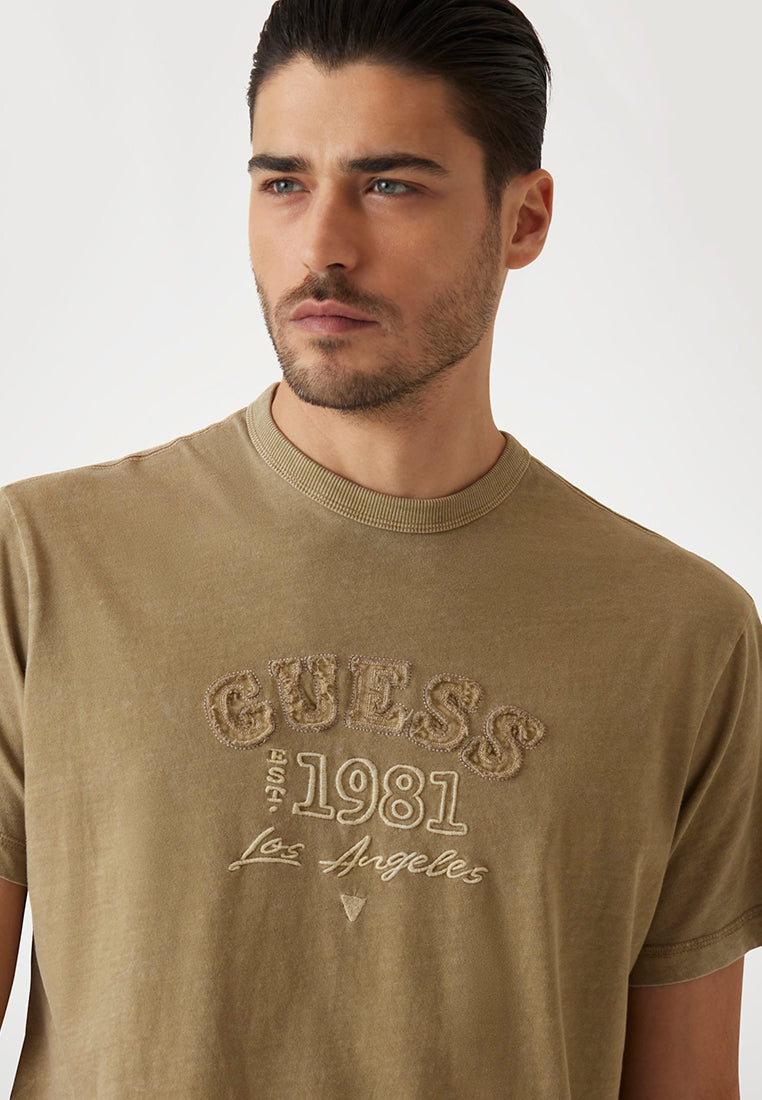 Short Sleeves Crew Neck Treated Embro Tee