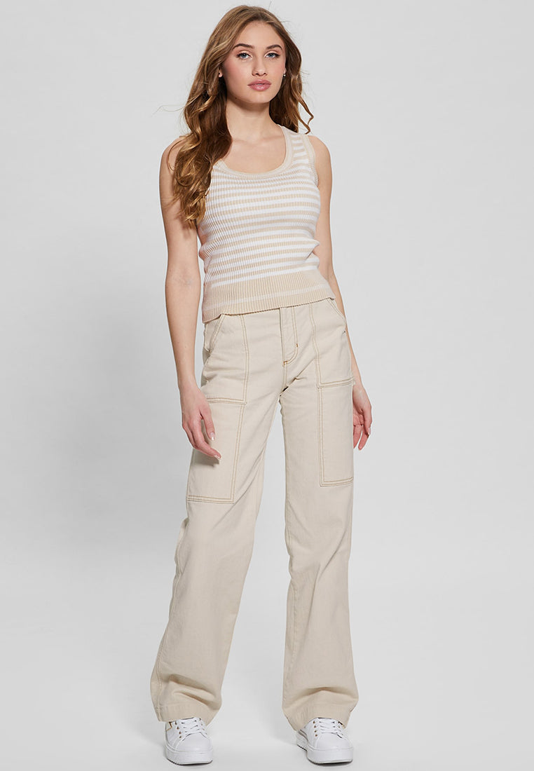 Sleeveless Mix Stripe Rib Marti Tank