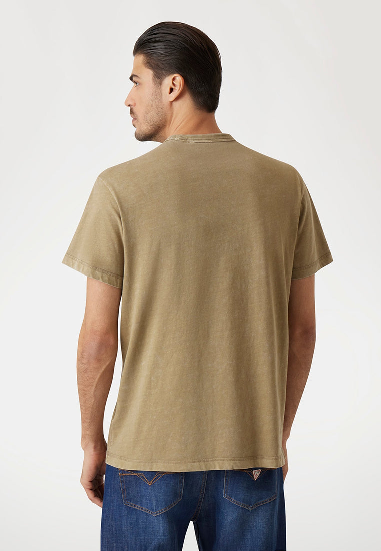 Short Sleeves Crew Neck Treated Embro Tee
