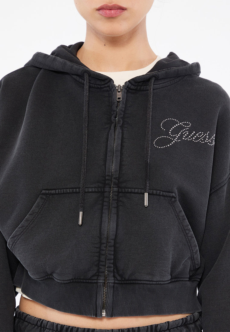 トップス rhinestone crop sweat (gray) トップス rhinestone crop sweat (gray) ZXZY Women Soft Ribbed