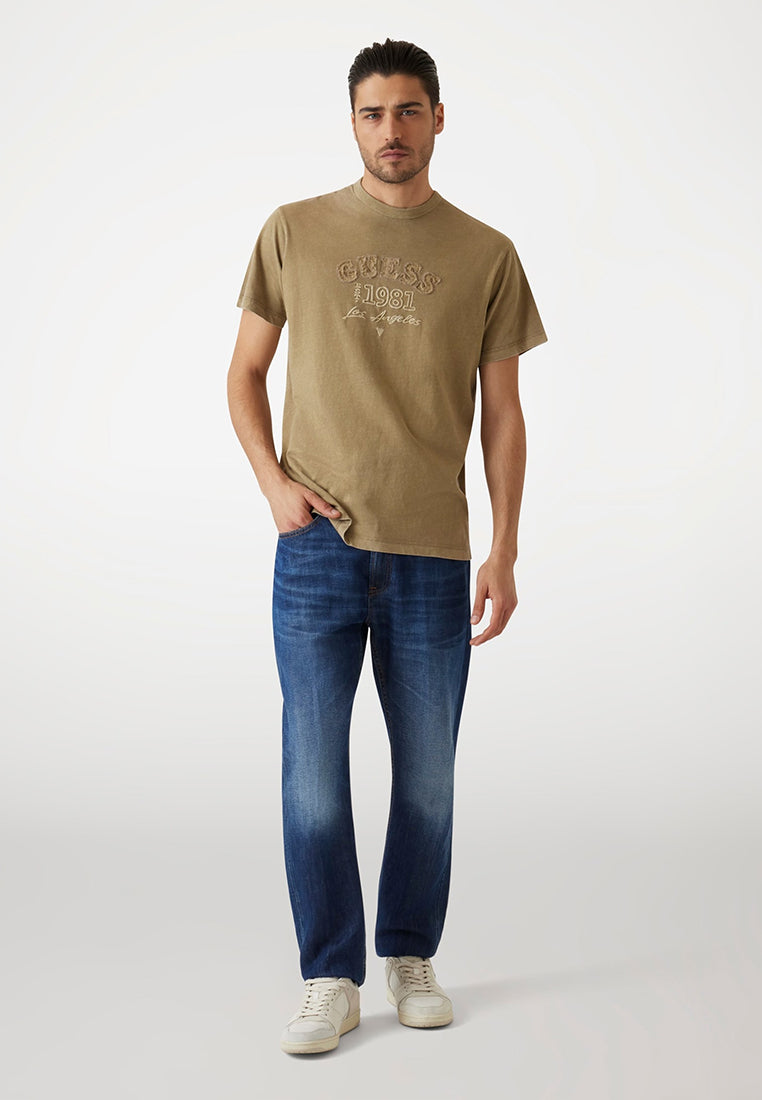 Short Sleeves Crew Neck Treated Embro Tee