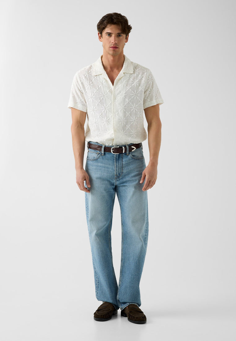 Mosley Shirting Eyelet Shortsleeves Shirt