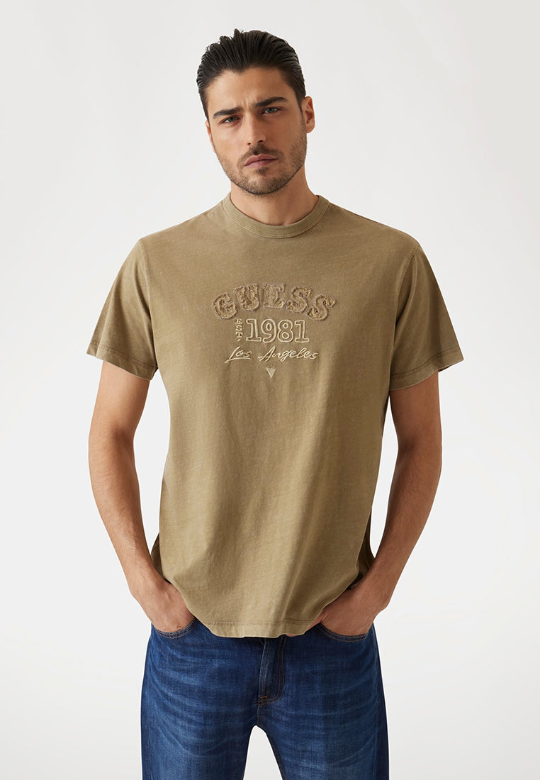 Short Sleeves Crew Neck Treated Embro Tee
