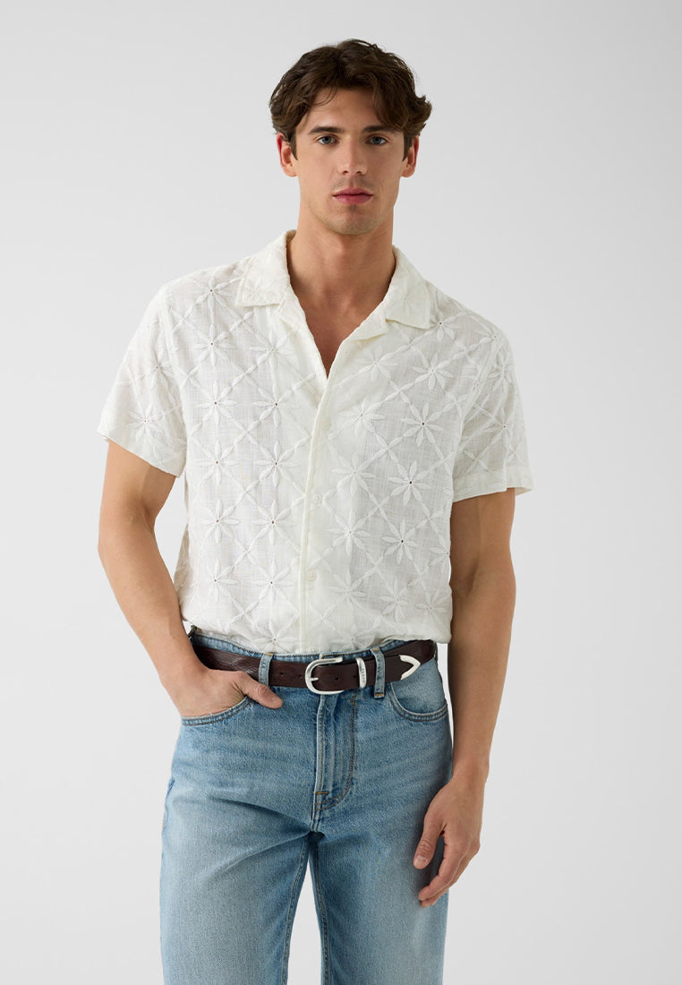 Mosley Shirting Eyelet Shortsleeves Shirt