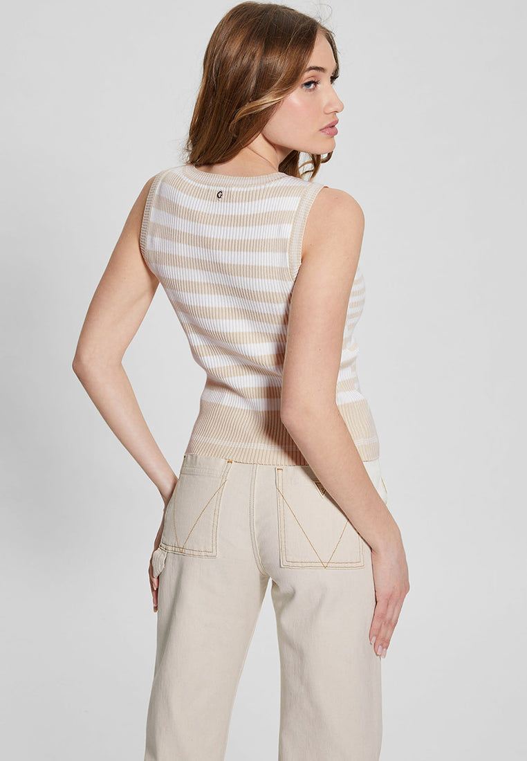 Sleeveless Mix Stripe Rib Marti Tank