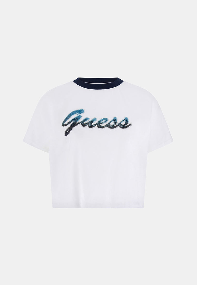 Shortsleeves Crewneck Script Crop Tee