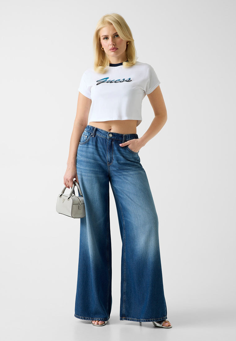 Shortsleeves Crewneck Script Crop Tee