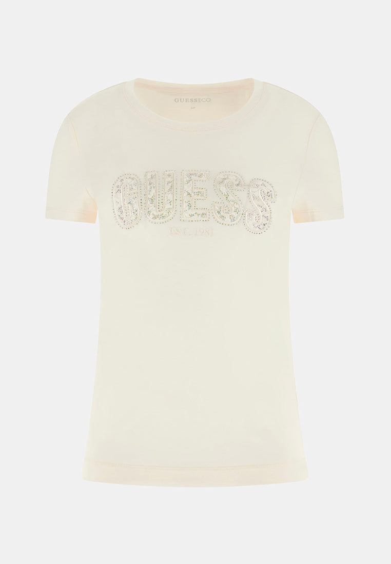 Crewneck Shortsleeves Logo Lace Tee