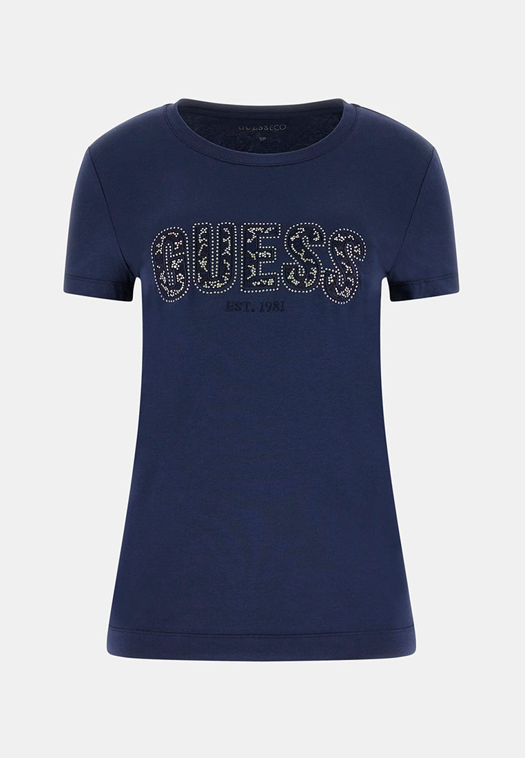 Crewneck Shortsleeves Logo Lace Tee