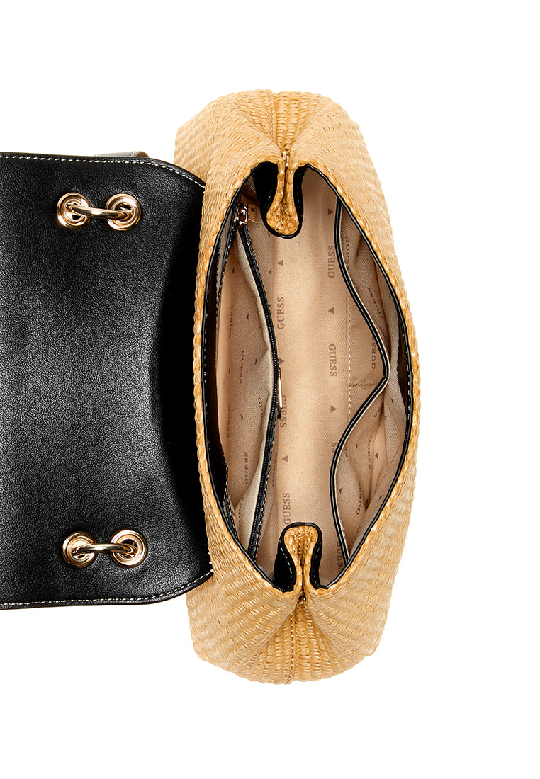 Maggie Straw Flap Shoulder Bag