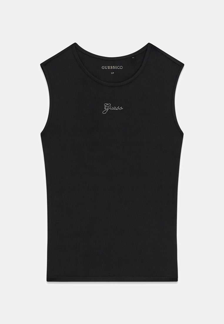 Sleeveless Crewneck Mini Logo Top