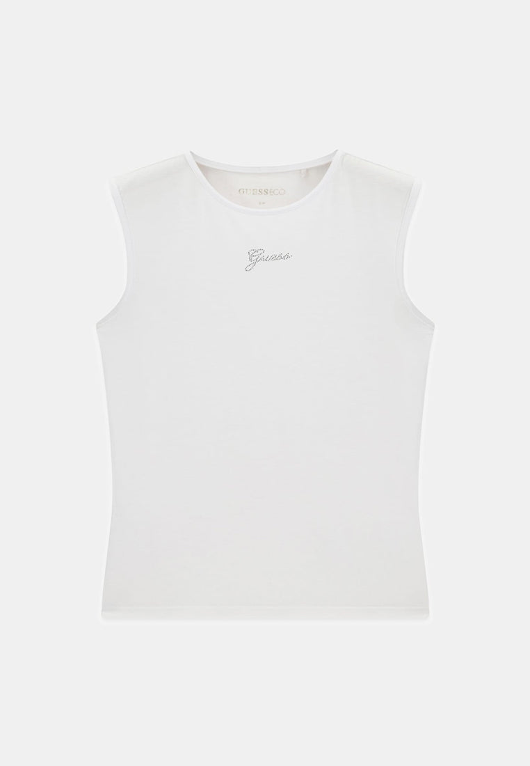 Sleeveless Crewneck Mini Logo Top