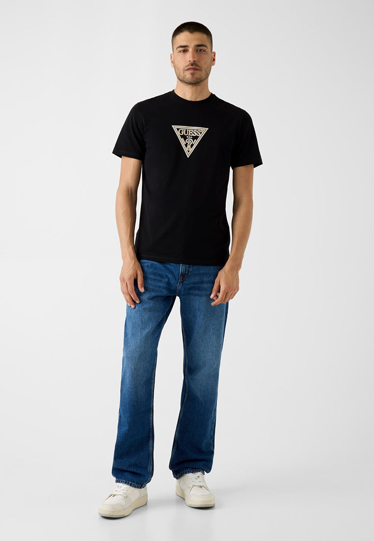 Crewneck Shortsleeves Mid Triangle Hd Print Tee