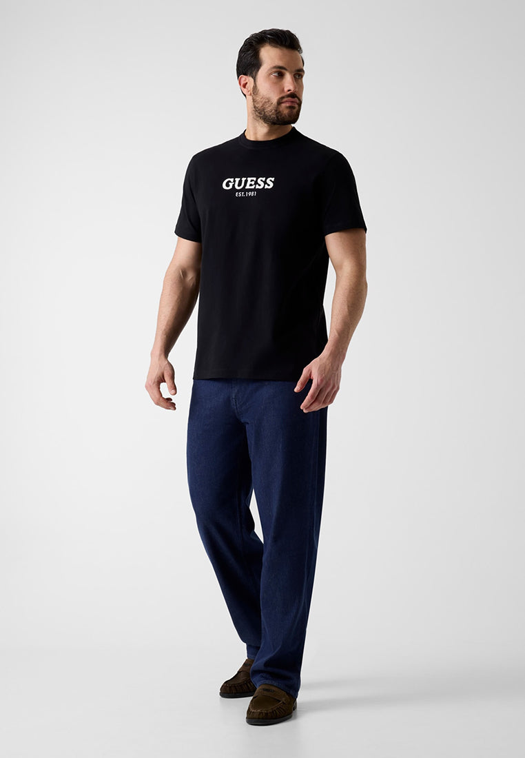 Crewneck Shortsleeves Guess Logo Contrast Stit