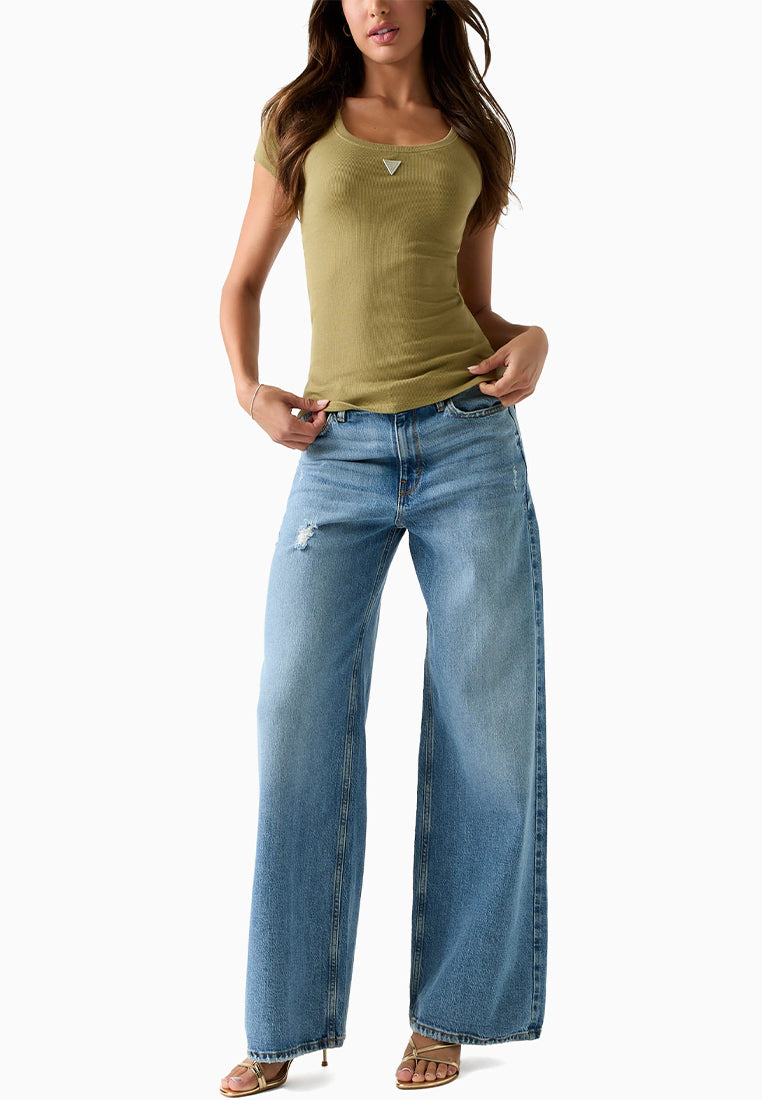 Shortsleeves Triangle Patch Scoop Neck R4