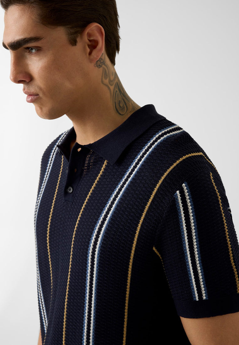 Shortsleeves Intarsia Polo Pointelle Zio