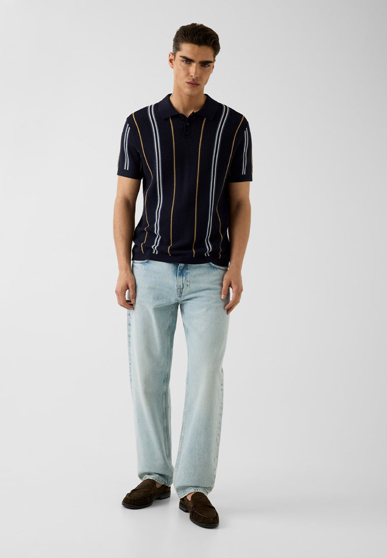 Shortsleeves Intarsia Polo Pointelle Zio