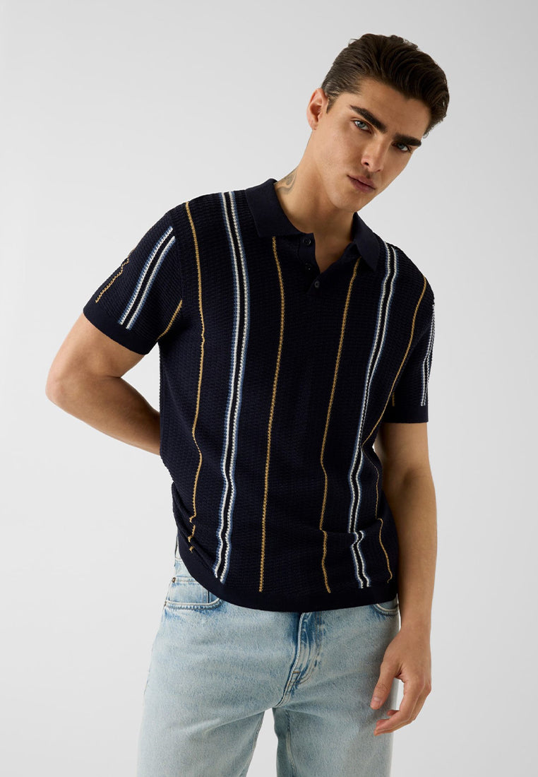 Shortsleeves Intarsia Polo Pointelle Zio