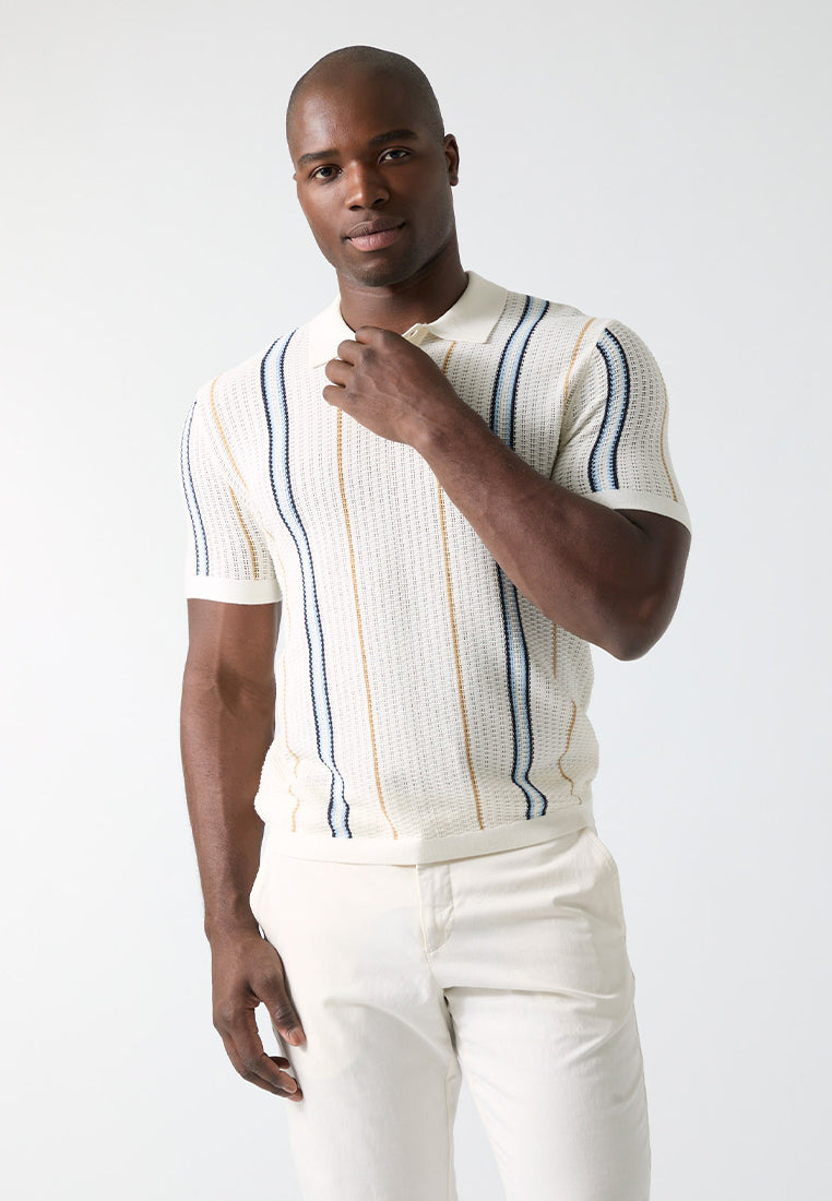 Shortsleeves Intarsia Polo Pointelle Zio