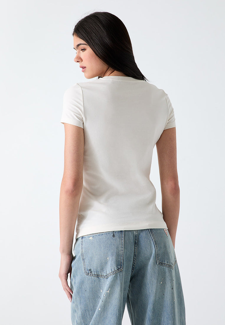 Crewneck Shortsleeves Logo Lace Tee