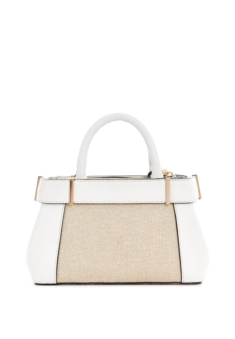Borsa Guess Anadela Medium Satchell Da Donna Avorio Panna In Tessuto E Poliuretano Borsa Guess Anadela Medium Satchell Da Donna Avorio Panna In Tessuto E Poliuretano