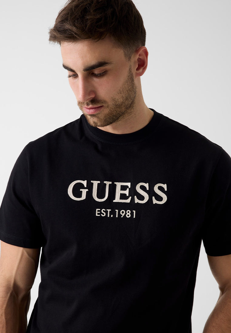 Crewneck Shortsleeves Guess Logo Embroidery Tee