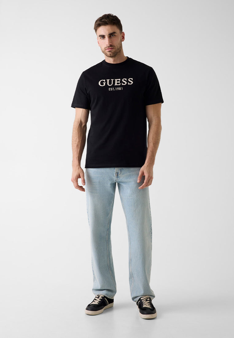 Crewneck Shortsleeves Guess Logo Embroidery Tee