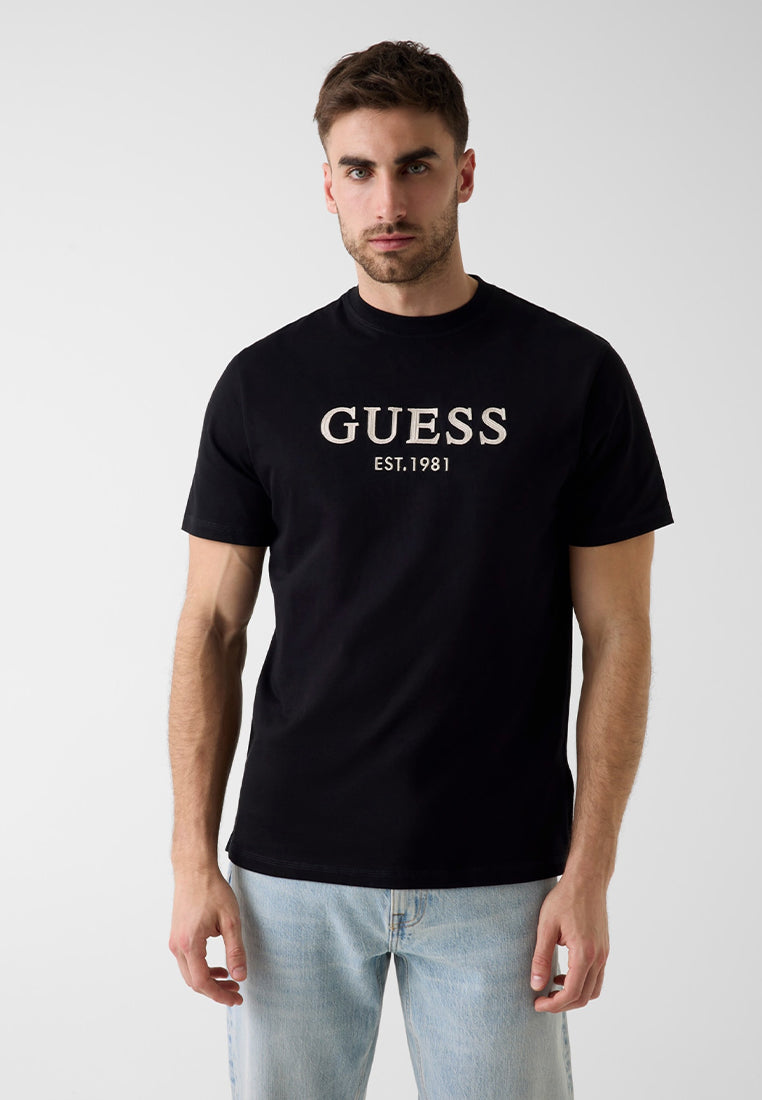 Crewneck Shortsleeves Guess Logo Embroidery Tee
