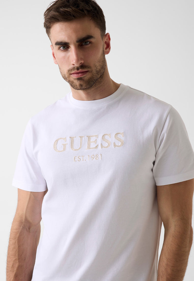 Crewneck Shortsleeves Guess Logo Embroidery Tee