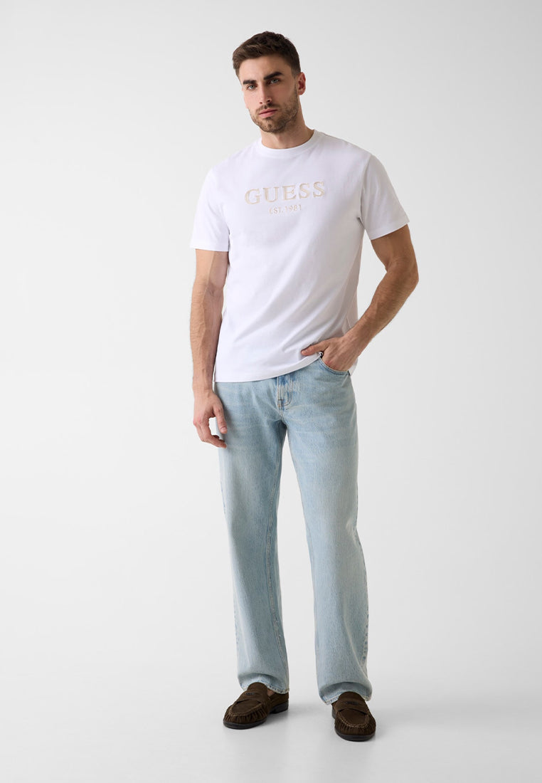 Crewneck Shortsleeves Guess Logo Embroidery Tee