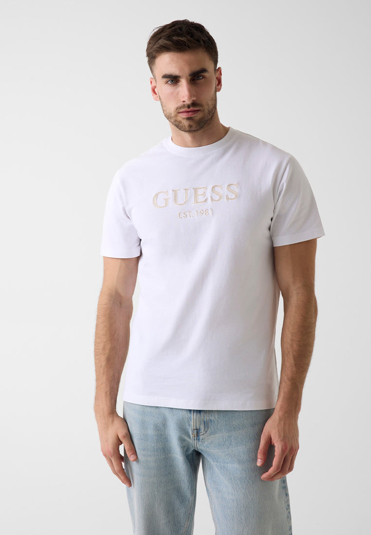 Crewneck Shortsleeves Guess Logo Embroidery Tee