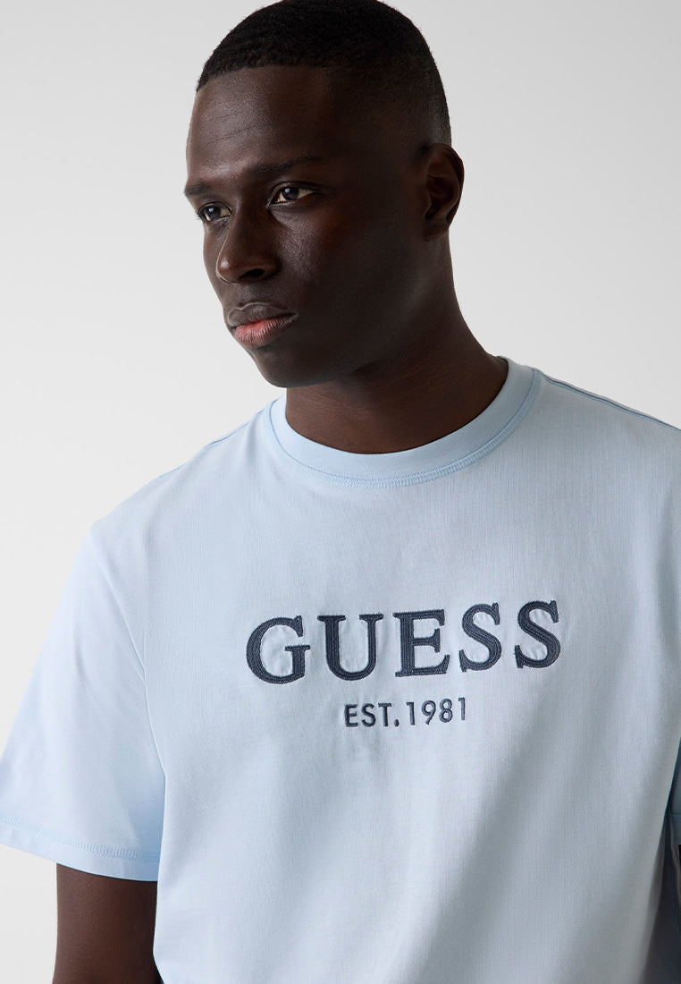 Crewneck Shortsleeves Guess Logo Embroidery Tee