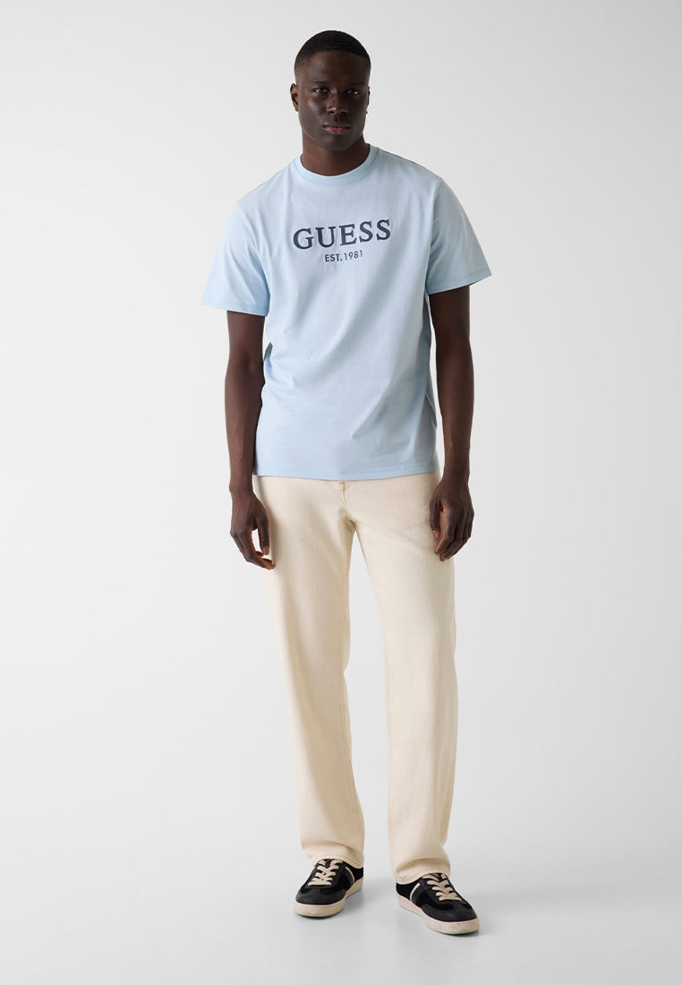 Crewneck Shortsleeves Guess Logo Embroidery Tee