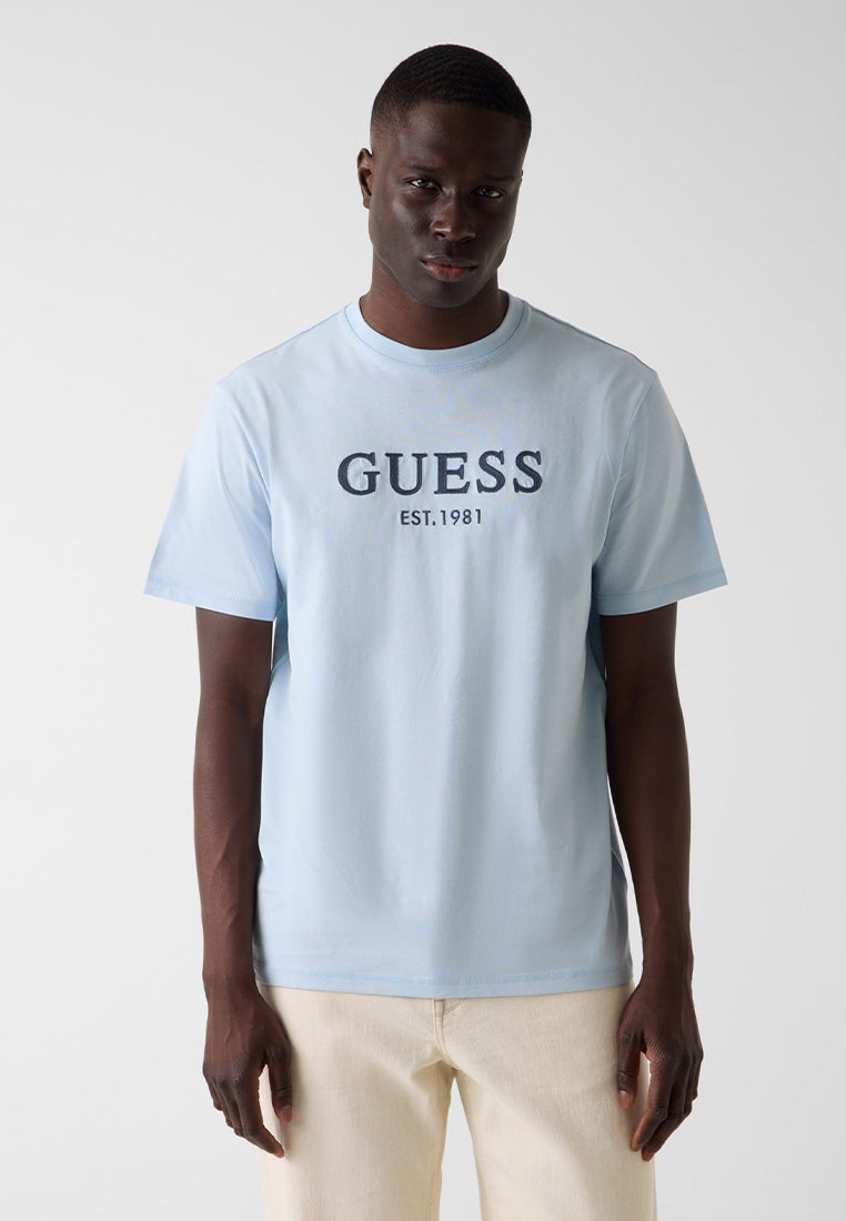 Crewneck Shortsleeves Guess Logo Embroidery Tee