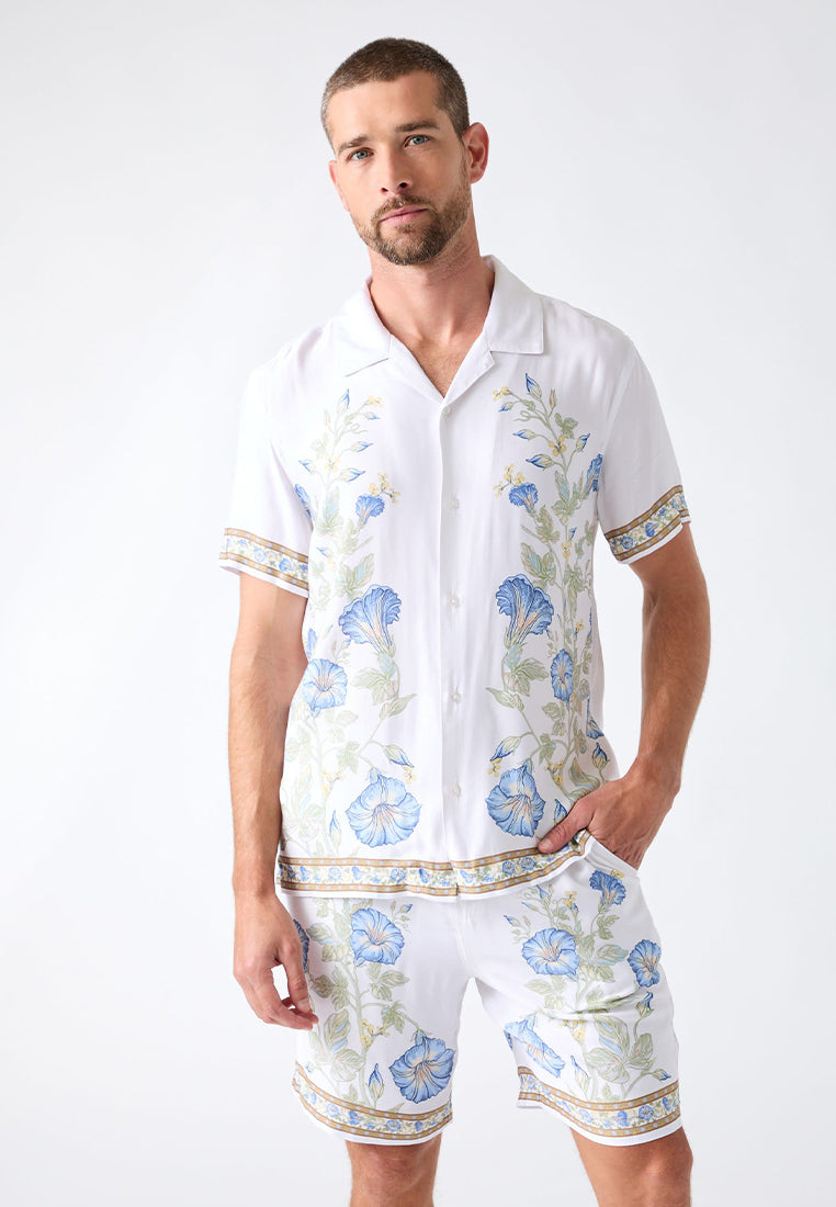 Wayco Sateen Border Floral Shortsleeves