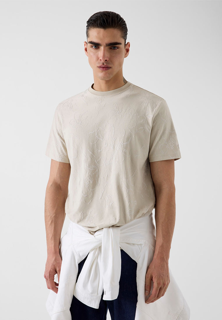 Crewneck Shortsleeves Jacquard Allover Tee
