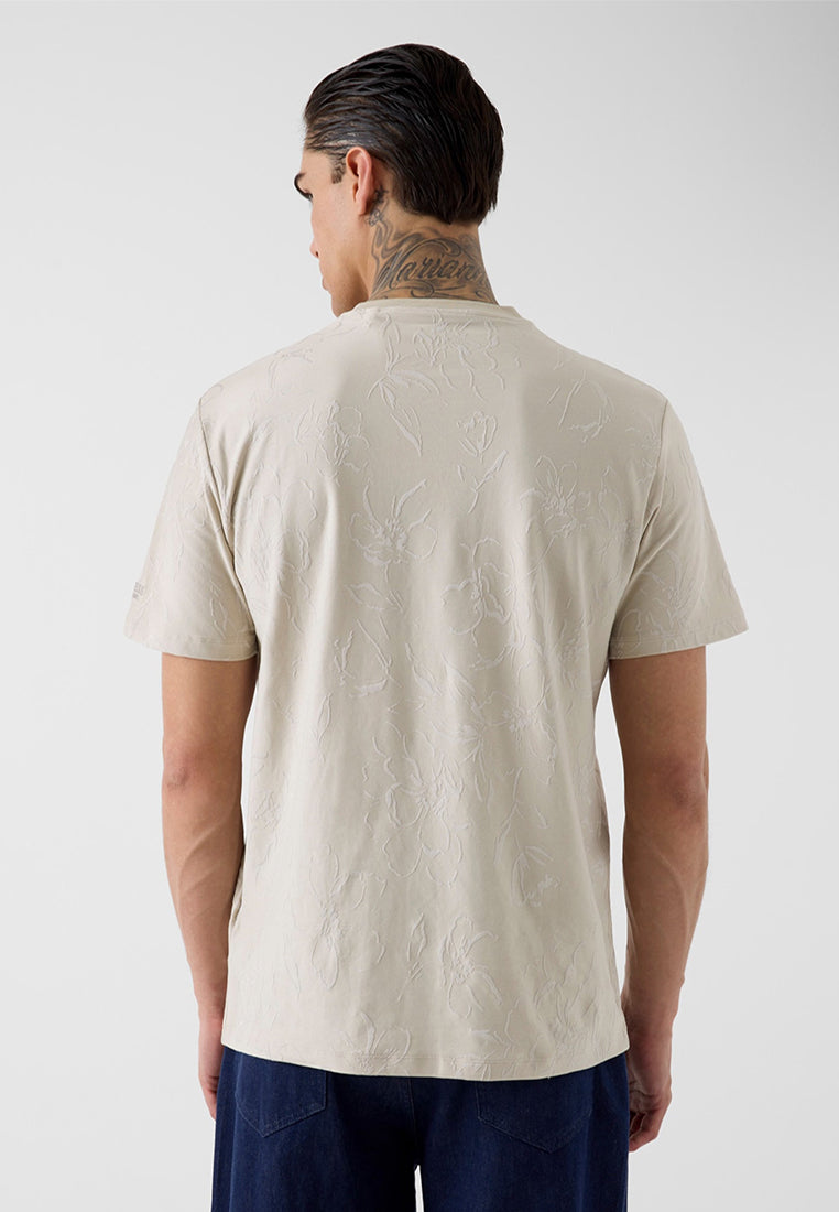 Crewneck Shortsleeves Jacquard Allover Tee