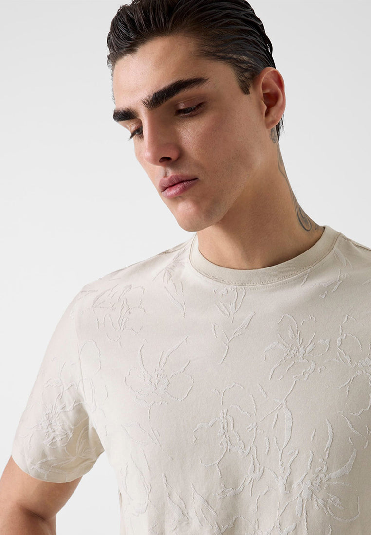 Crewneck Shortsleeves Jacquard Allover Tee