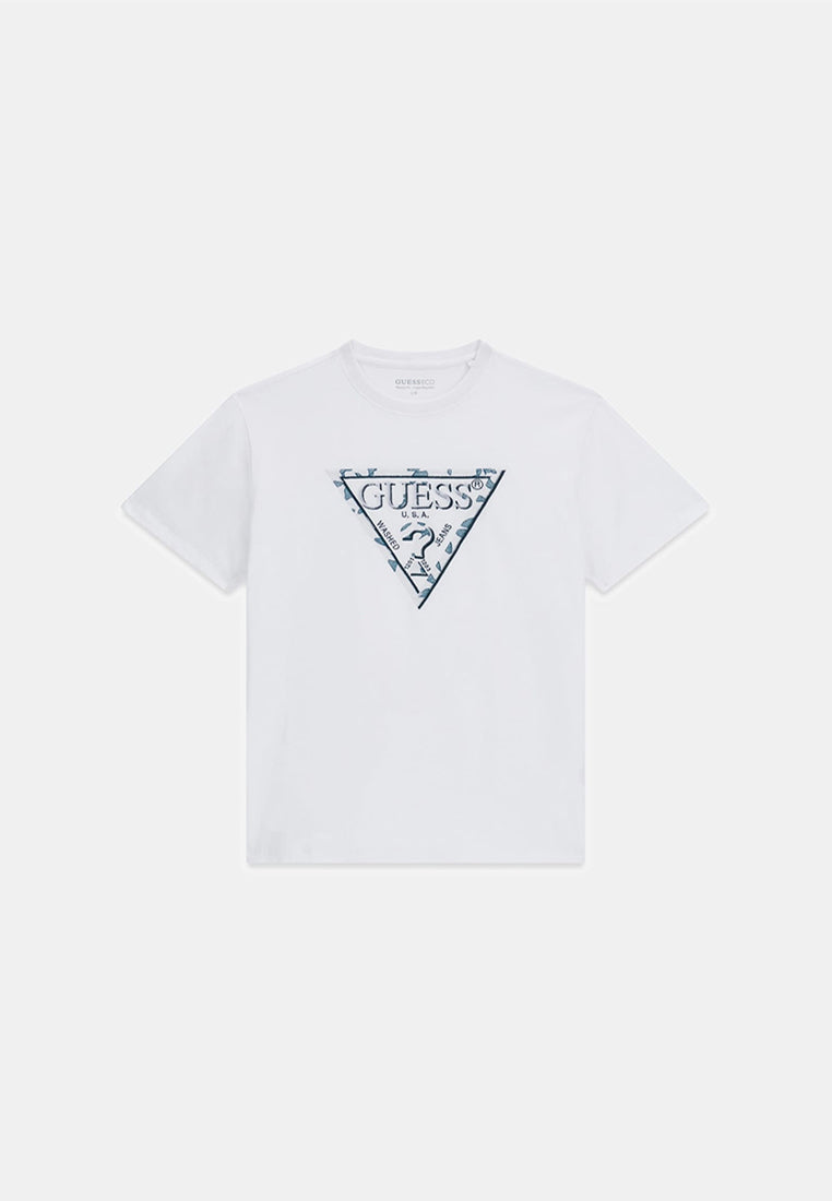 Crewneck Shortsleeves Triangle Leaves Embroide