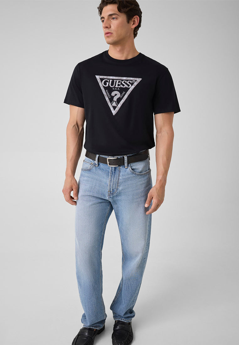 Crewneck Shortsleeves Triangle Leaves Embroide