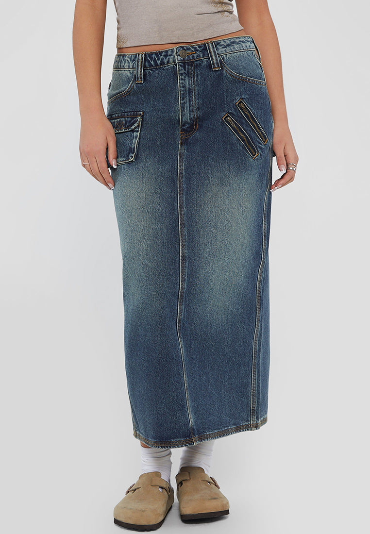 Originals Mid Cargo Denim Skirt