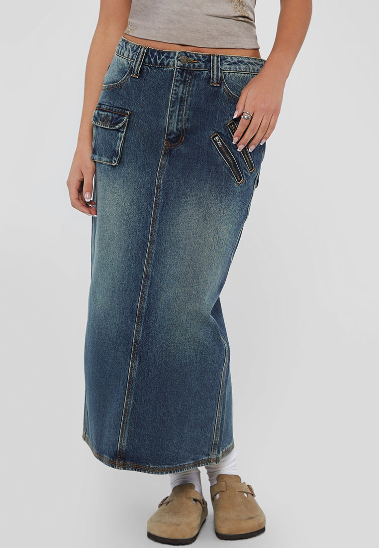 Originals Mid Cargo Denim Skirt