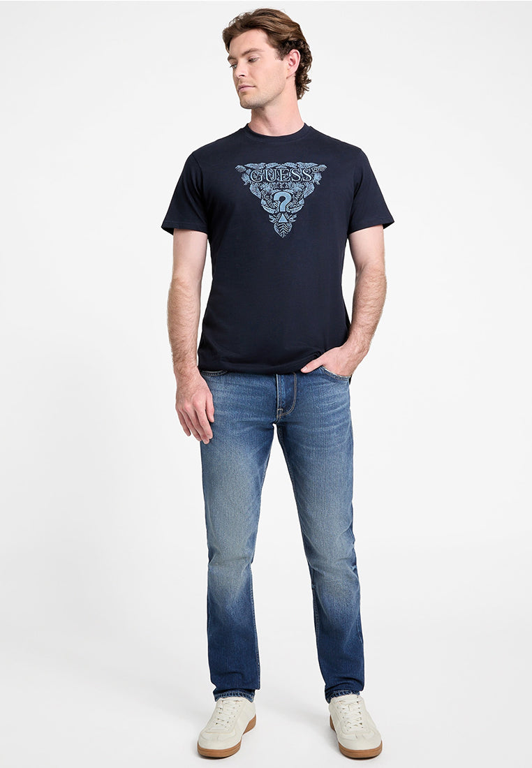 Shortsleeves Crew Neck Flower Embro Tee