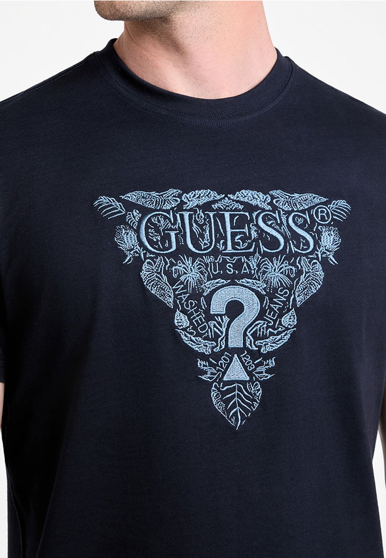 Shortsleeves Crew Neck Flower Embro Tee