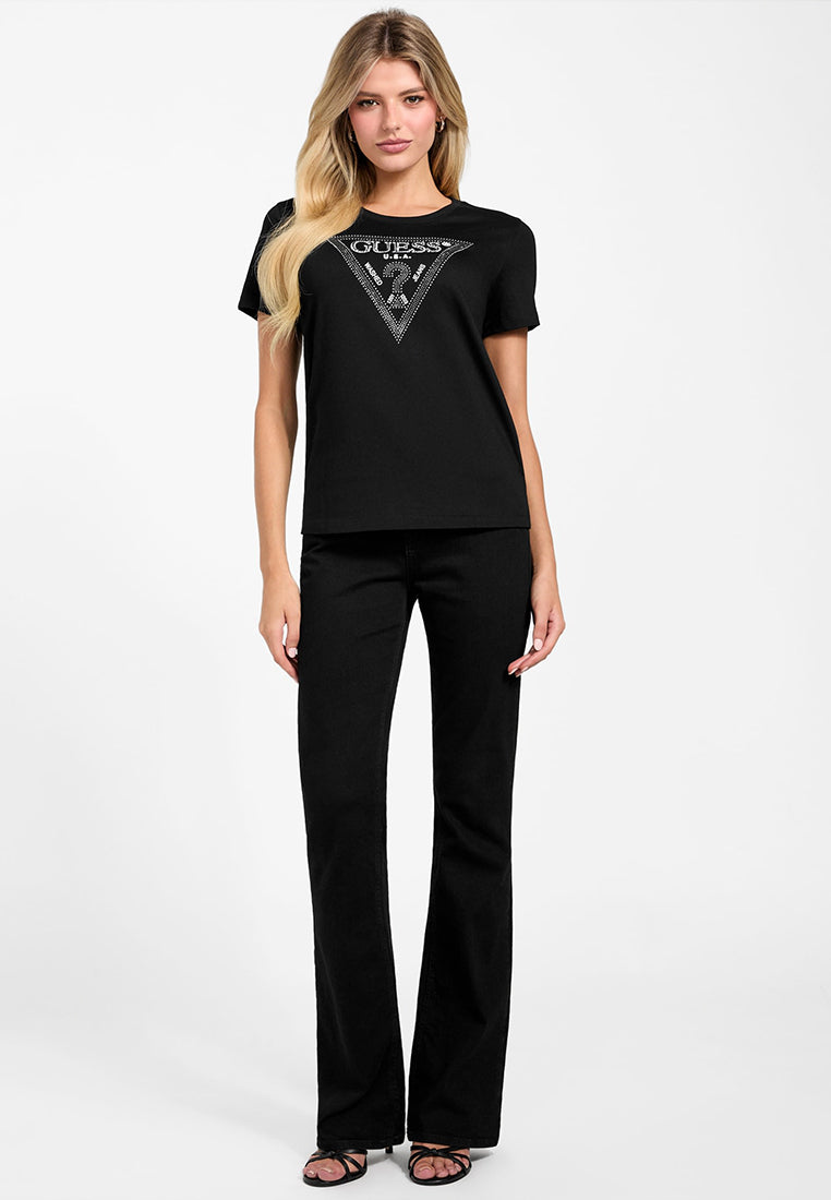 Short Sleeves Crew Neck Krystal Triangle Tee