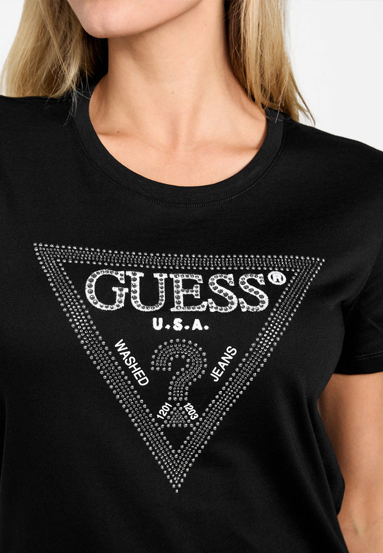 Short Sleeves Crew Neck Krystal Triangle Tee
