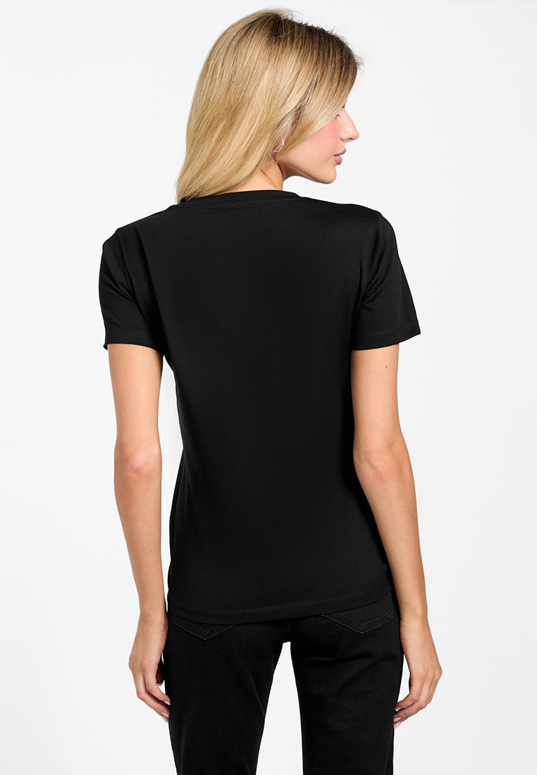 Short Sleeves Crew Neck Krystal Triangle Tee