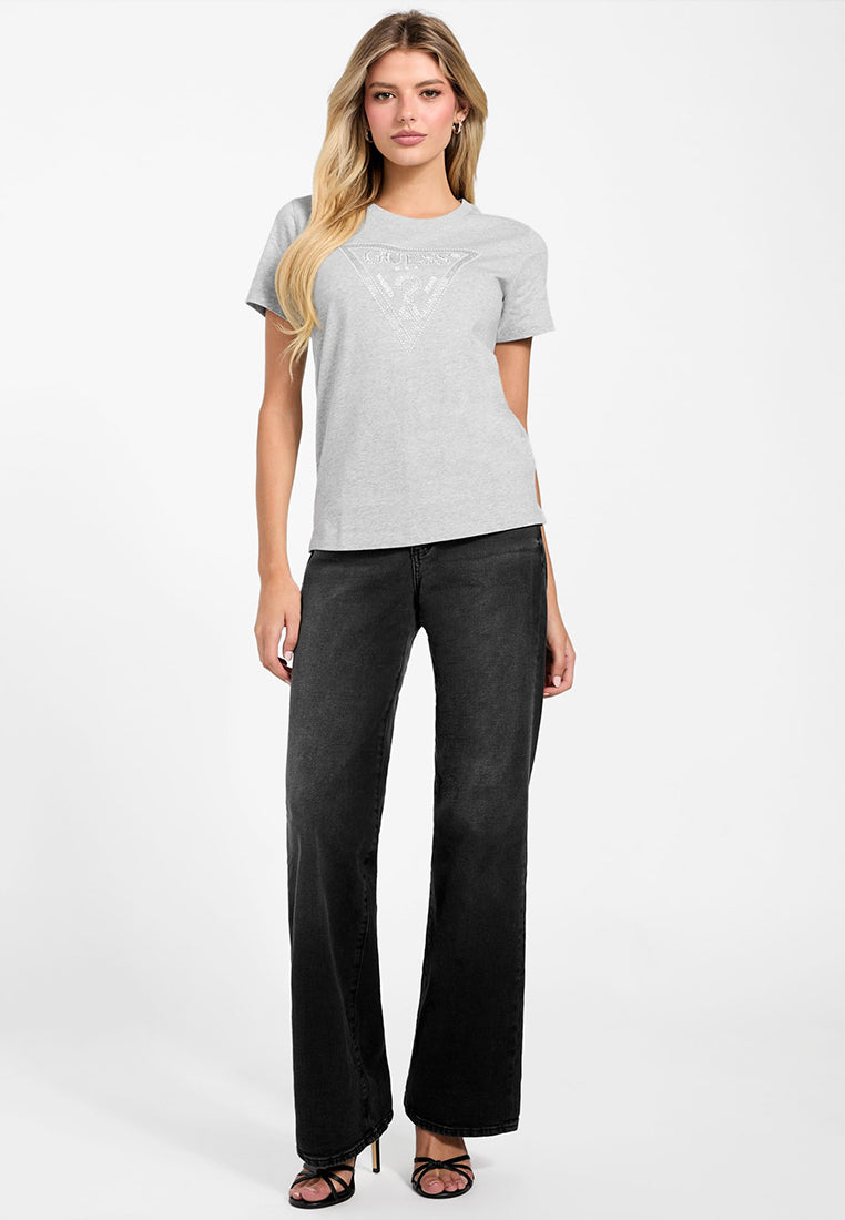 Short Sleeves Crew Neck Krystal Triangle Tee